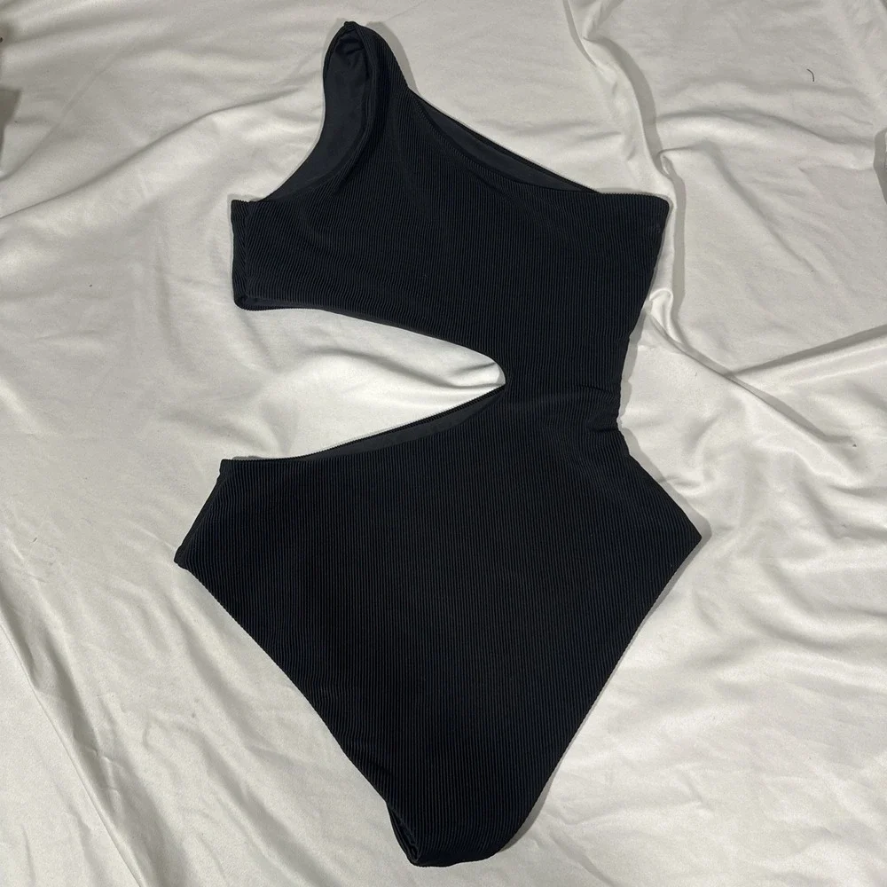 NEW Beach Riot [ XS ] Celine Cutout‎ Rib One Shoulder One Piece Swimsuit U1524